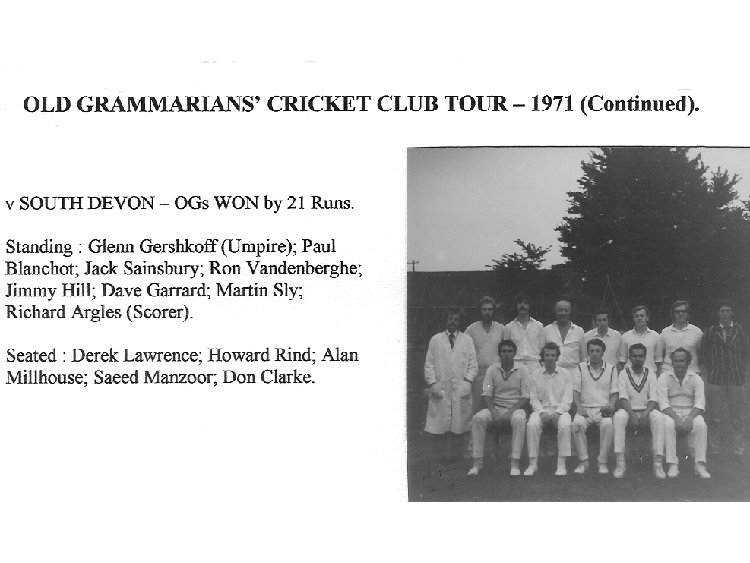 OGA Cricket - Tour Devon 1971