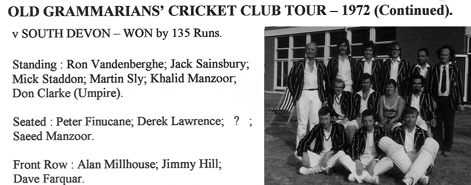 OGA Cricket - Tour Devon 1972